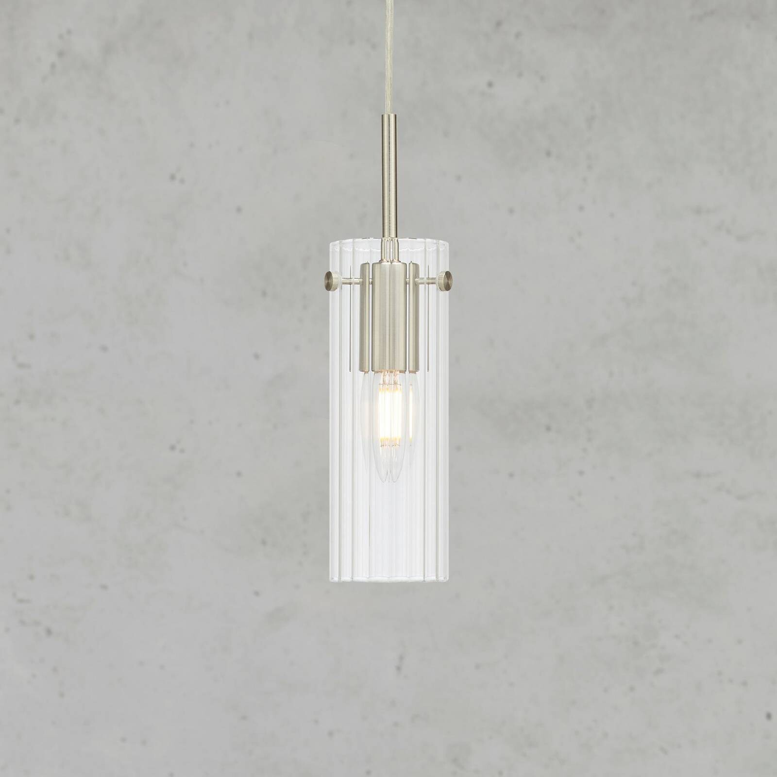 Závesné svietidlo Tibia, zástrčka, číre/niklové, Ø 7 cm