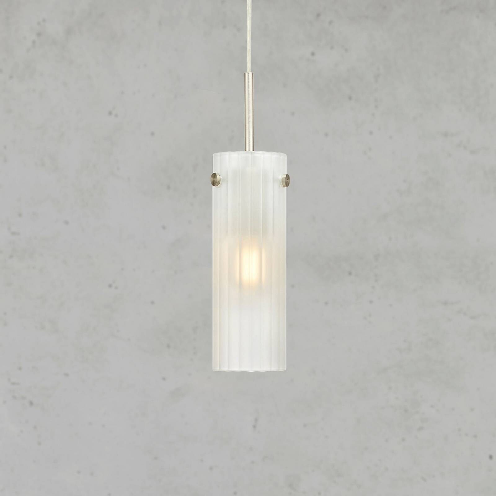 Závesné svietidlo Tibia, zástrčka, biela/niklová farba, Ø 7 cm