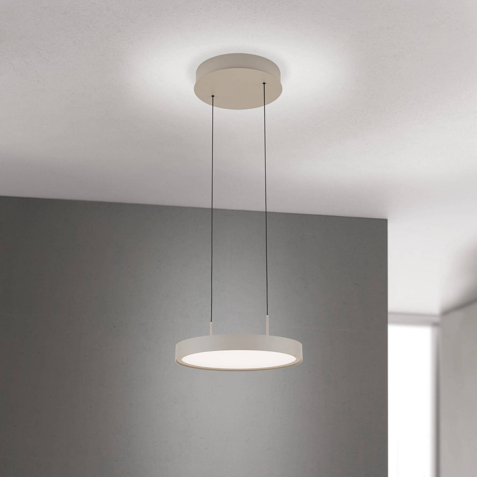 LED závesné svietidlo Teide, khaki, 1-plameňové, kov, 2700 K