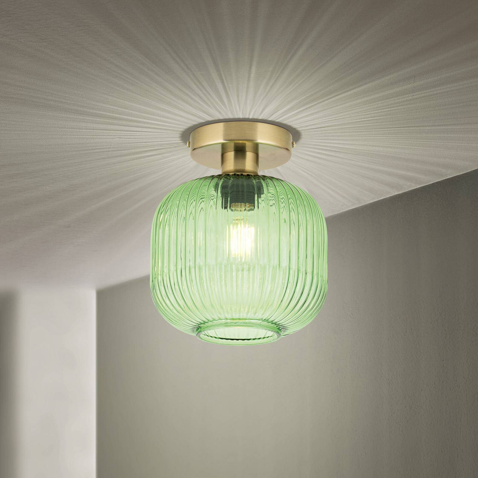 Stropné svietidlo Carneval, zelené, Ø 20 cm, sklo, E27