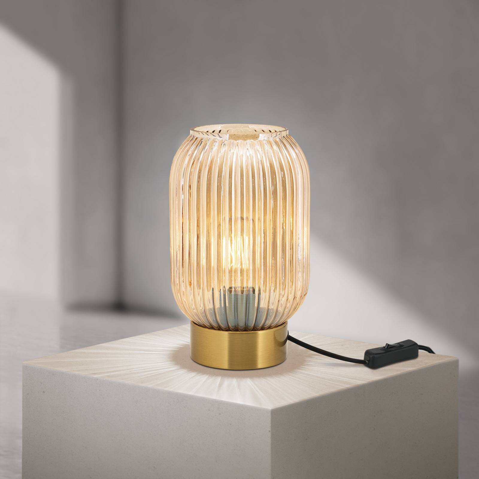 Stolová lampa Carneval, jantárová, sklo, výška 23,5 cm, E27