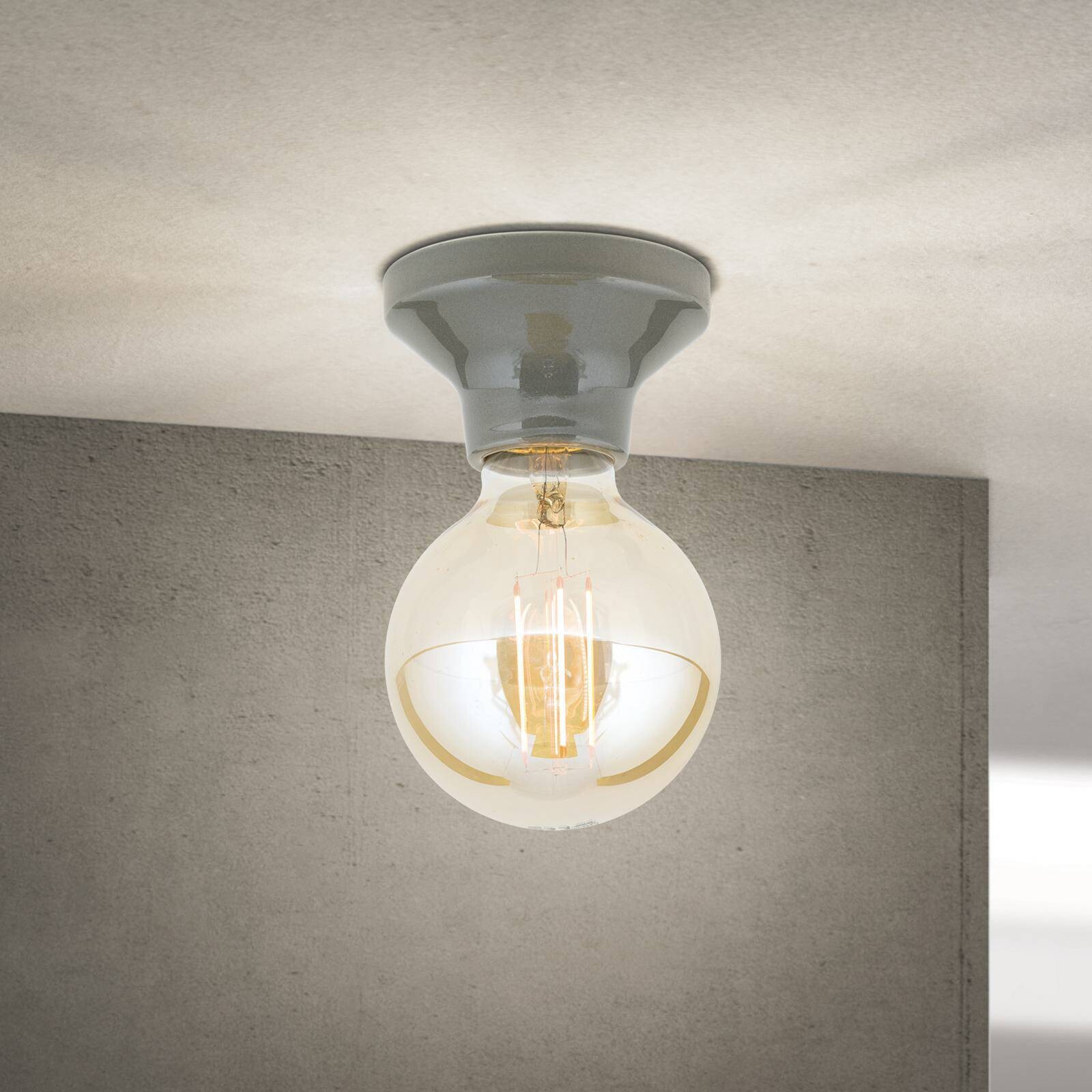 Stropné svietidlo Frost, sivá, keramika, E27