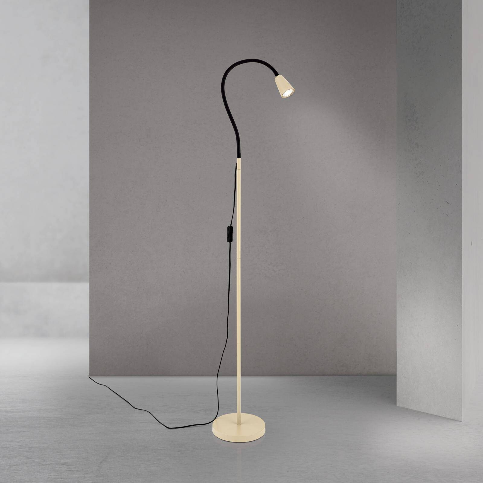 Stojacia lampa Dotty, khaki, výška 145 cm, flexibilné rameno, GU10