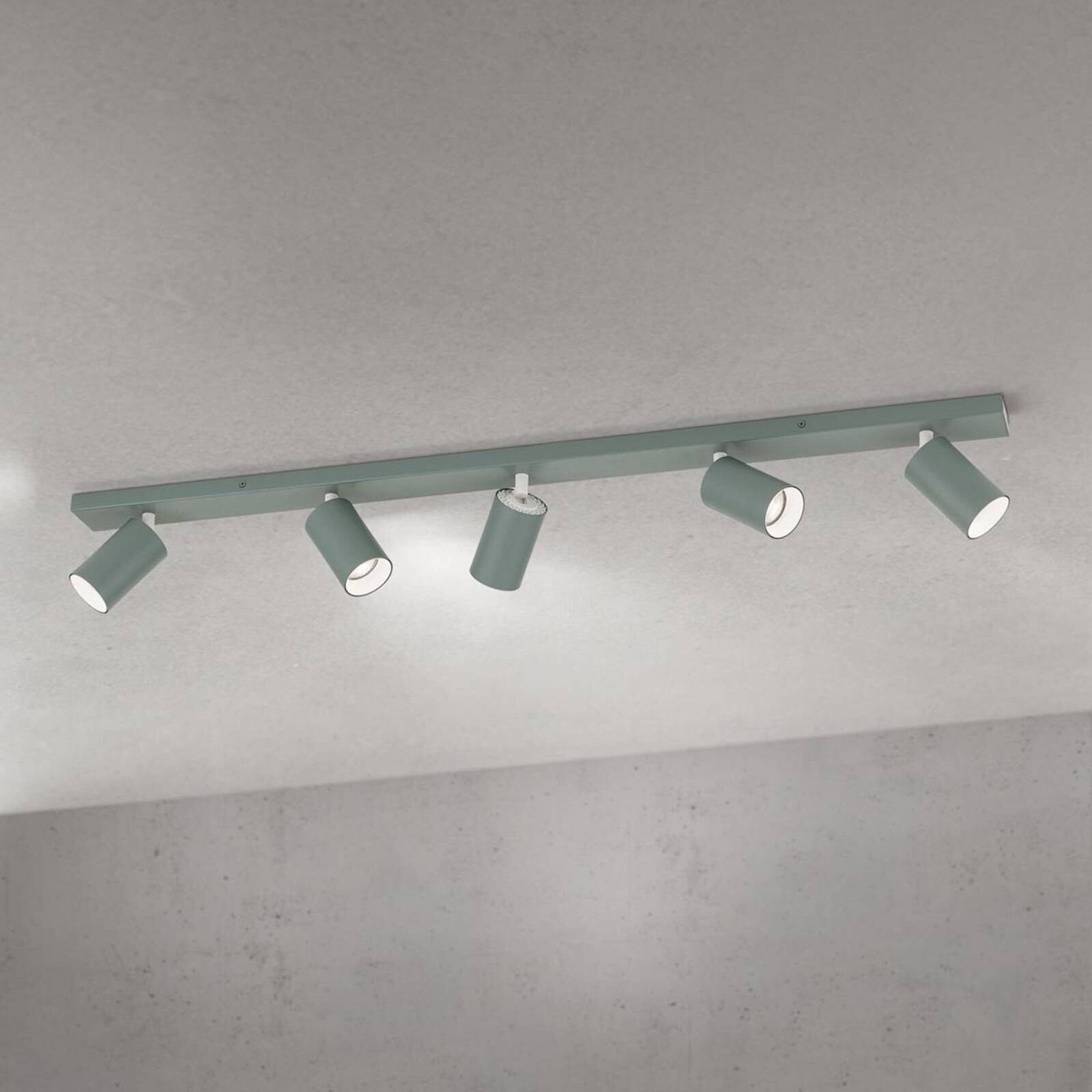 Stropné bodové svetlá Sean, svetlozelené, 5-pl., hliník, GU10