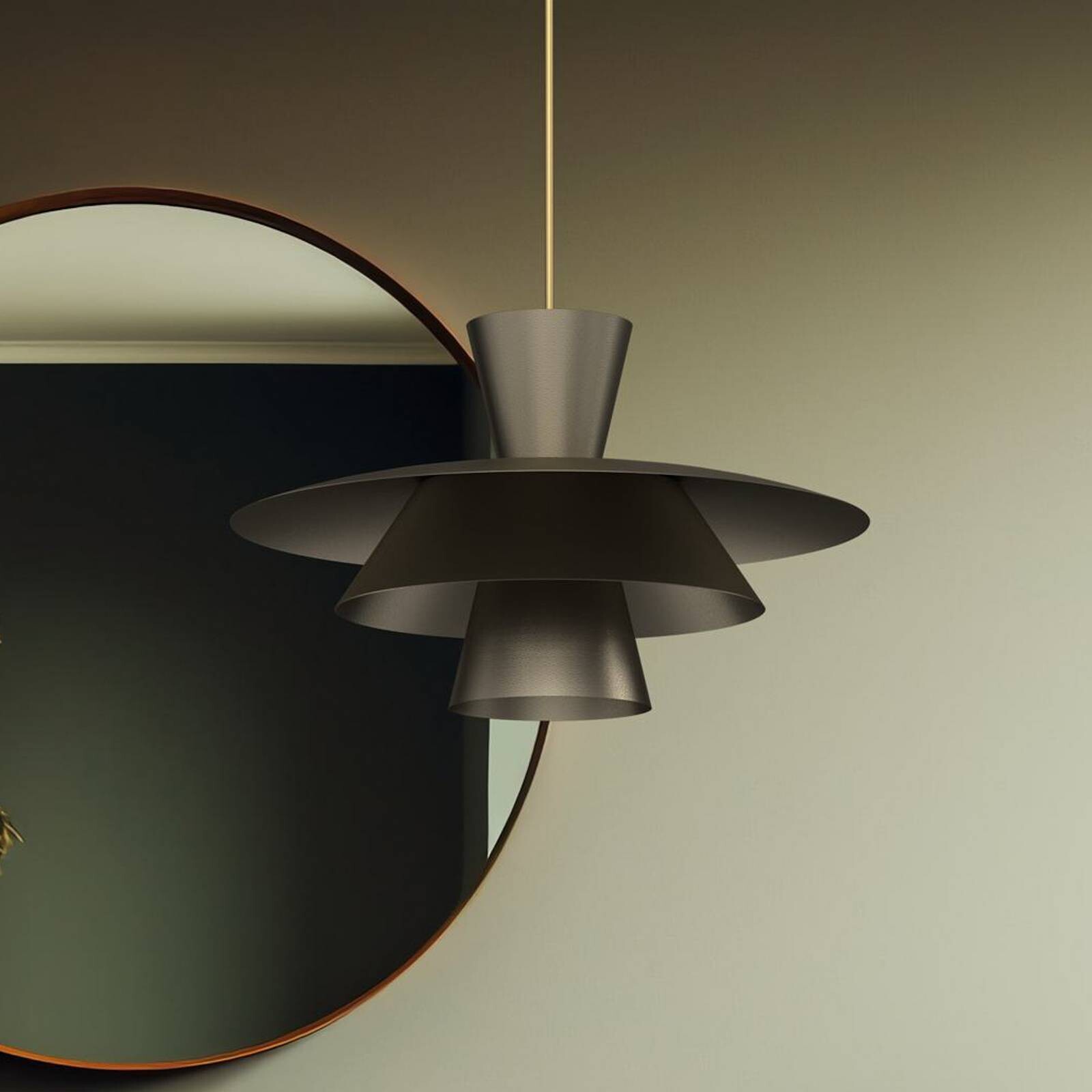 Závesné svietidlo Plato, titánová farba, kov, Ø 38 cm, E27