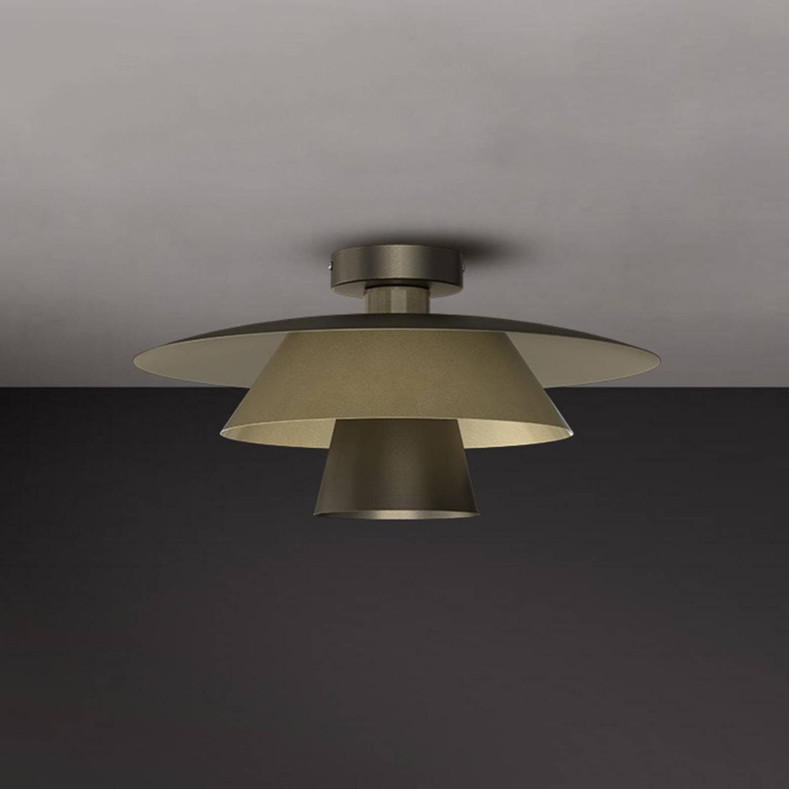 Stropné svietidlo Plato, titánová/zlatá, kov, Ø 38 cm, E27