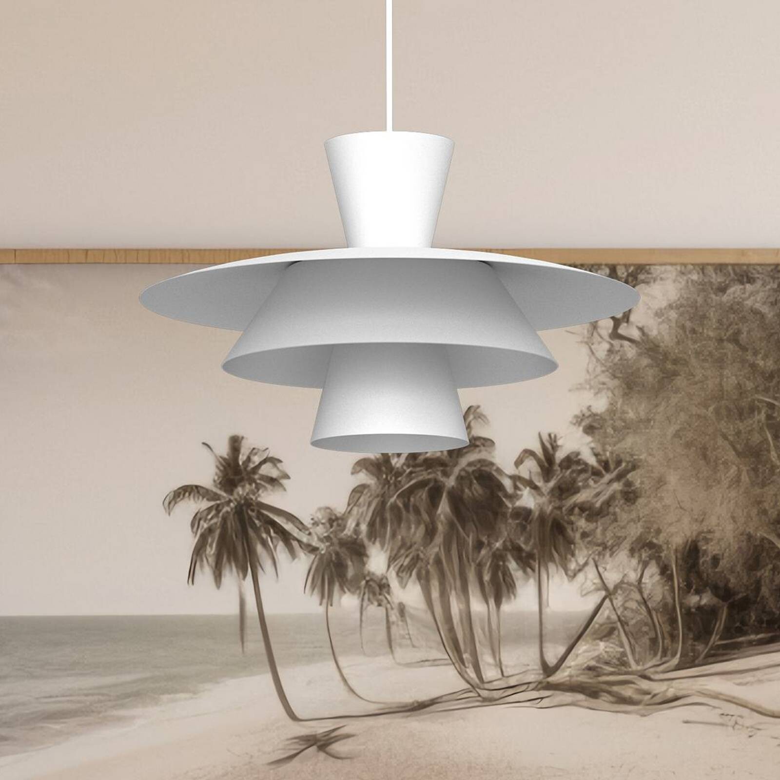 Závesné svietidlo Plato, biele, kov, Ø 38 cm, E27