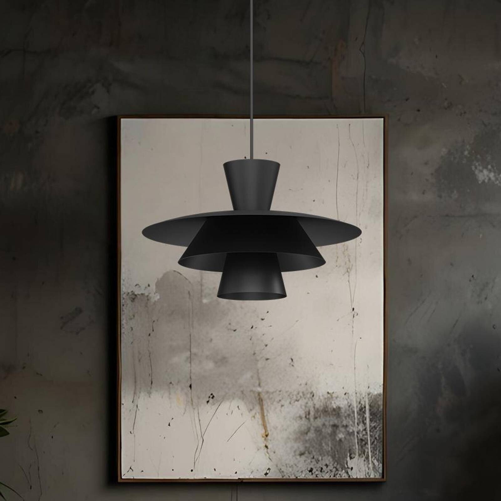 Závesné svietidlo Plato, čierne, kov, Ø 38 cm, E27