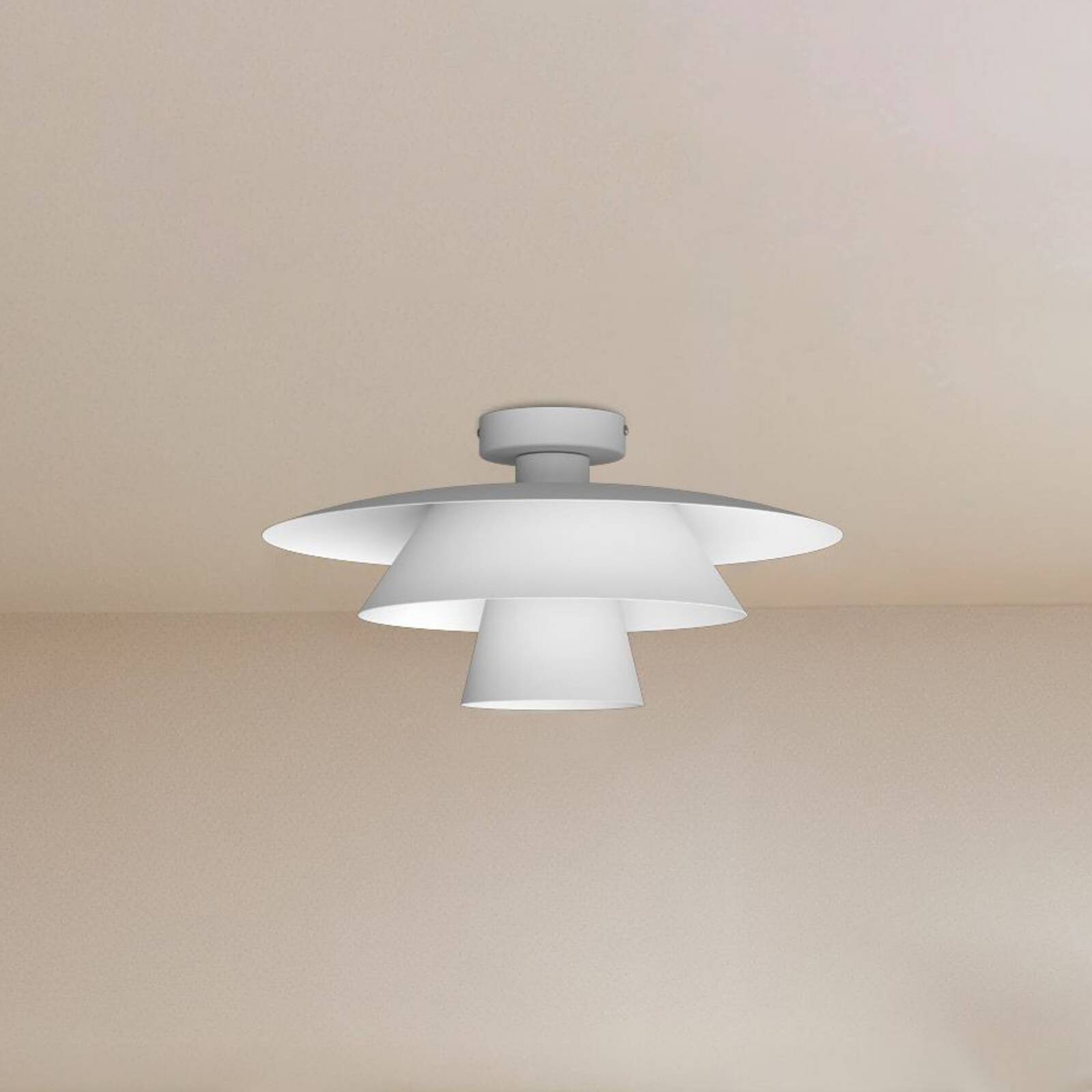 Stropné svietidlo Plato, biele, kov, Ø 38 cm, E27