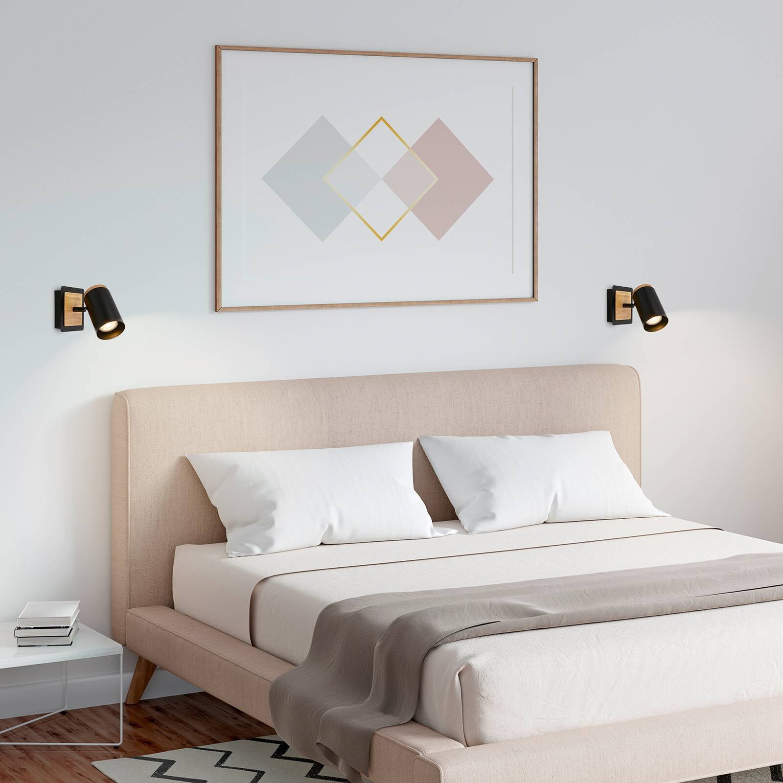 Nástenný ohrievač Duta, výška 16 cm, čierna/farba dreva, drevo