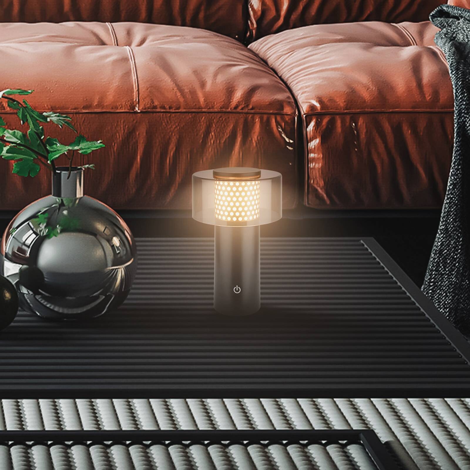 LED stolová lampa Brilo unplugged Gila, zlatá/čierna 21 cm