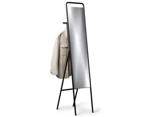 Stojacie zrkadlo so šatníkovou tyčou Merida, čierny rám%