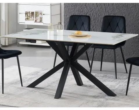 Obdĺžnikový  jedálenský stôl Milo 160x90 cm, biely mramor%