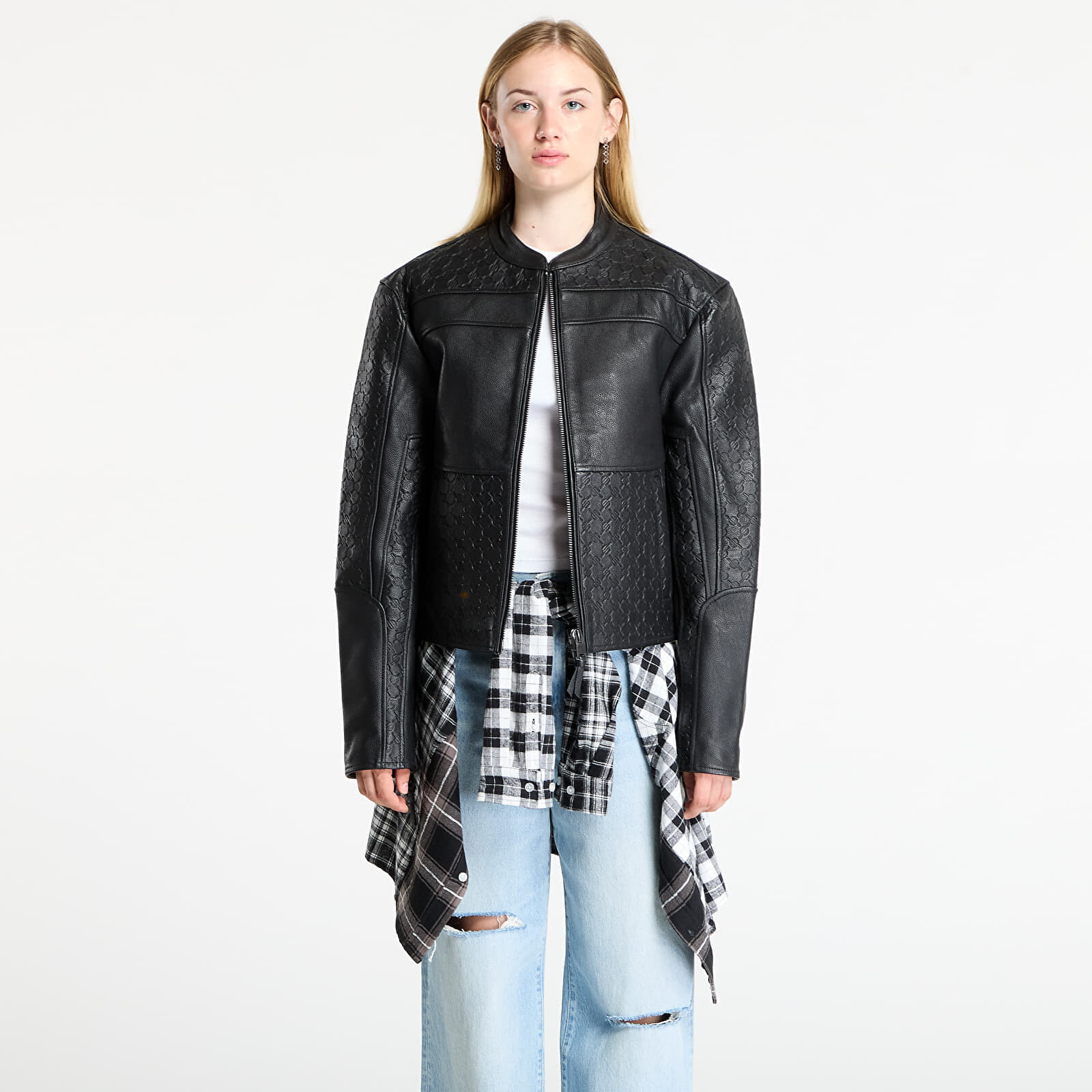 Bunda Daily Paper Structured Leather Jacket Black L