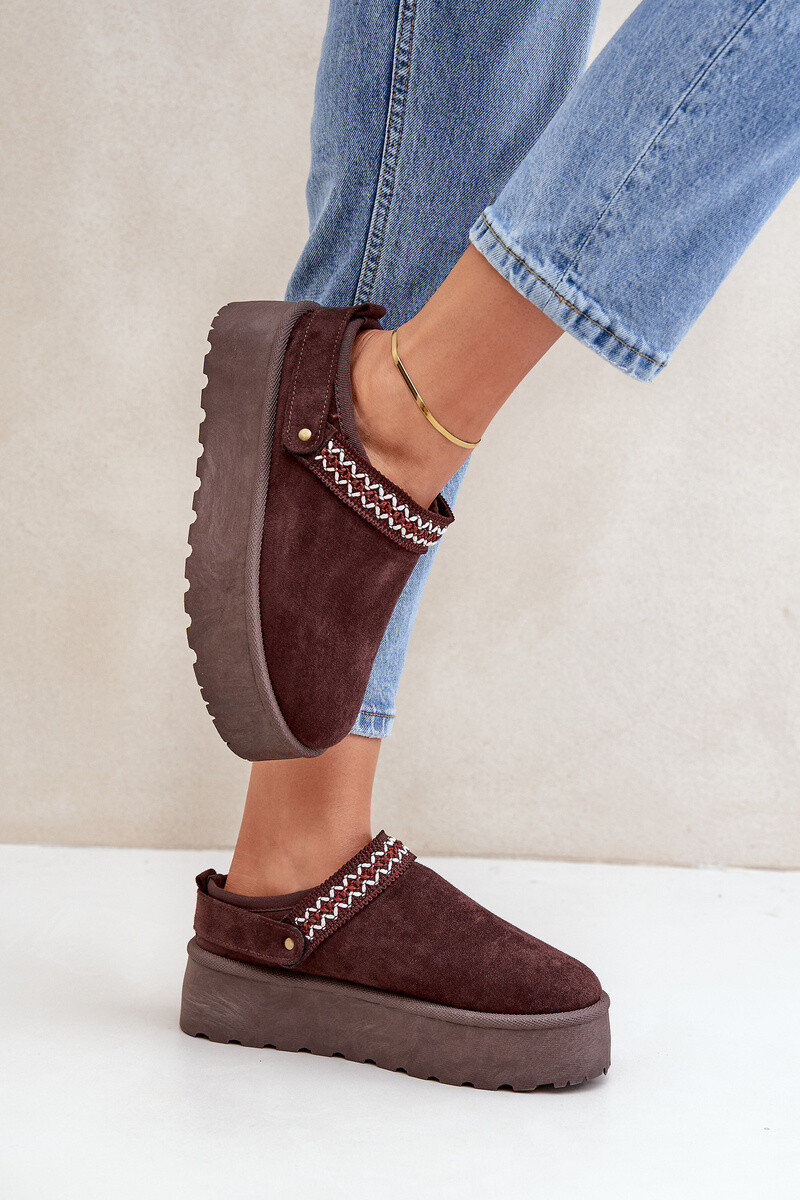 FG2 Snehové Topánky S Dekoratívnym Vyšívaním Čokoládové Selithria