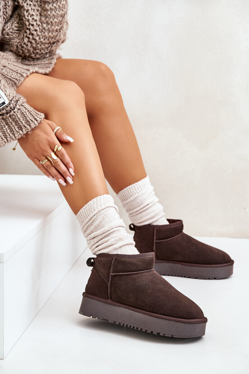 Boto Dámske Semišové Snehule Na Platforme Hnedé Nereviana