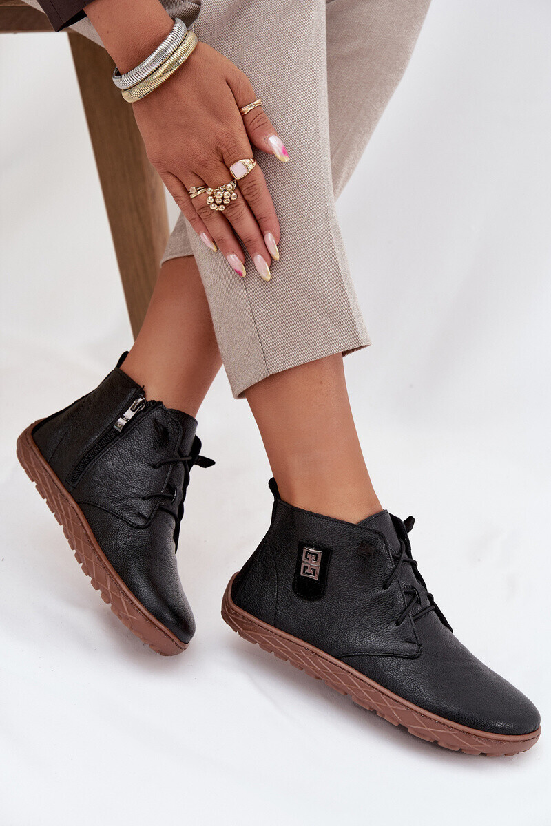 Kožené dámske poltopánky Barefoot s ozdobným detailom Zazoo