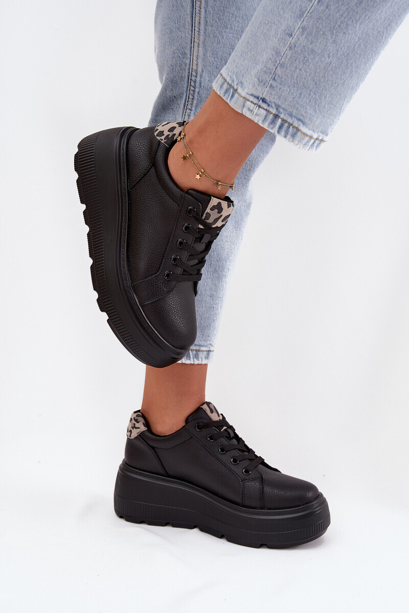 Kožené dámske tenisky na platforme leopard Vinceza