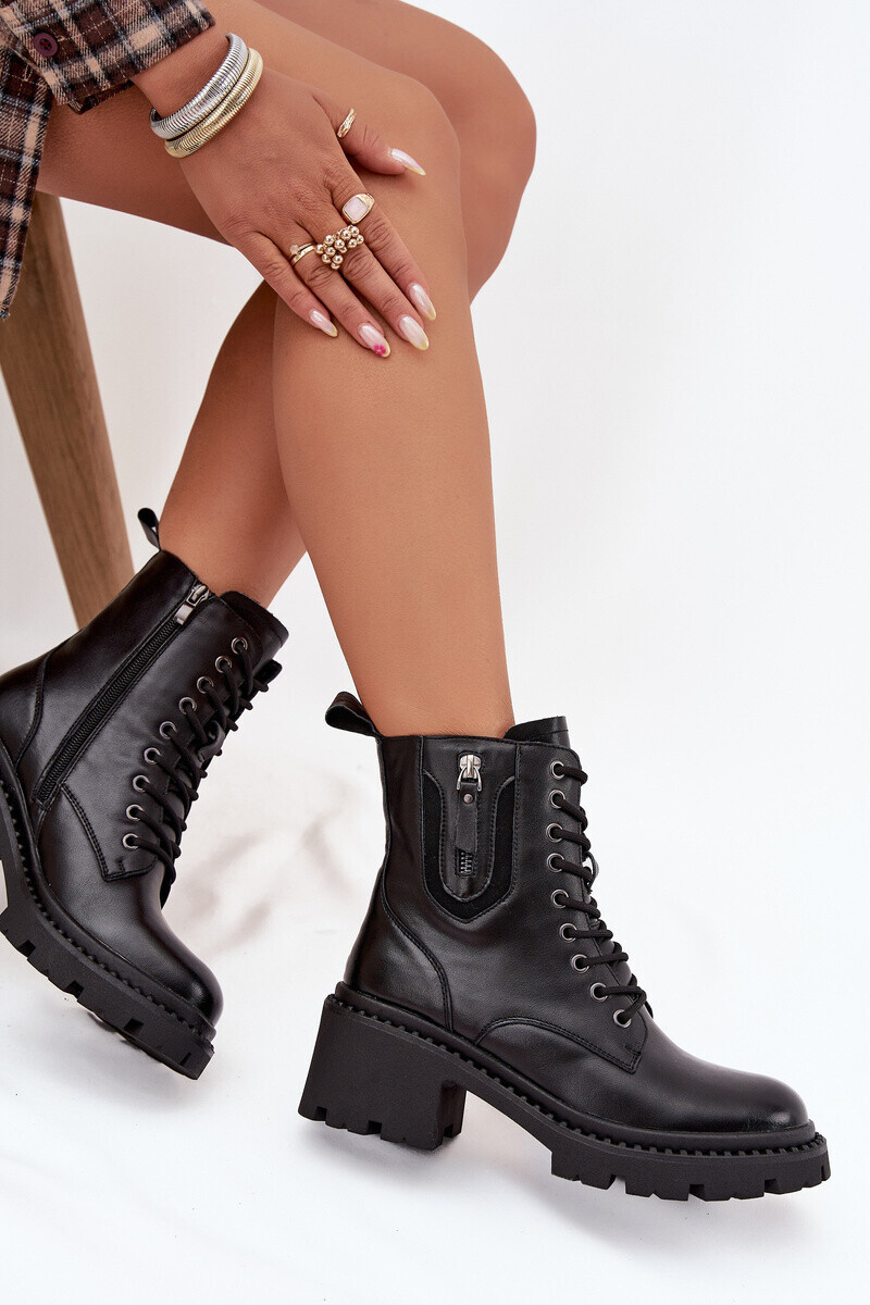 Kožené dámske čižmy na kocku s izoláciou Vinceza