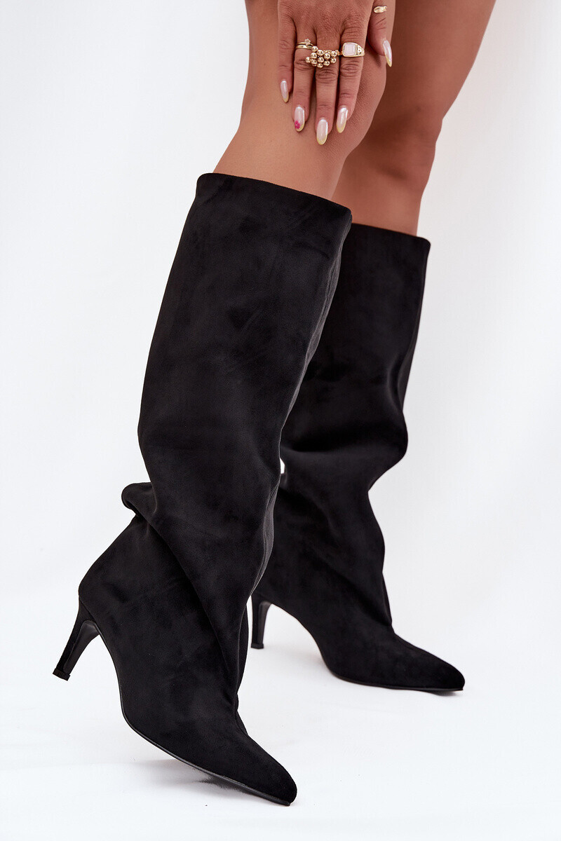 Boto Slip-on dámske čižmy na podpätku čierne Taffine