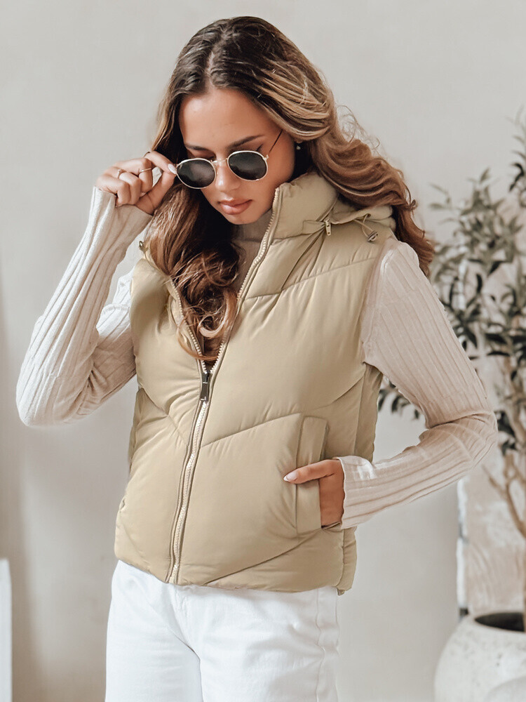 Kamizelka damska pikowana LIKEHUGS beżowa Dstreet