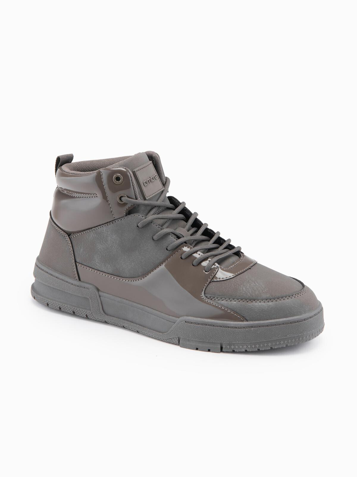Ombre Men's high boots sneakers with shiny elements - brown