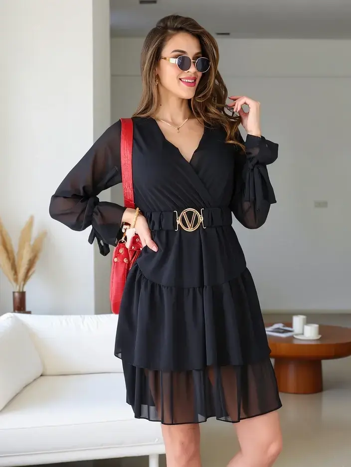 Resti Women's mini dress with frills and wrap neckline