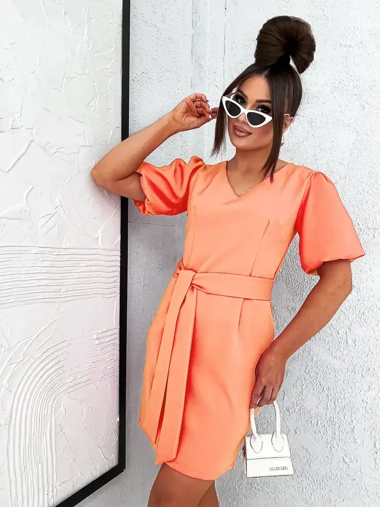 Resti Women's mini dress with puff sleeves and V neckline