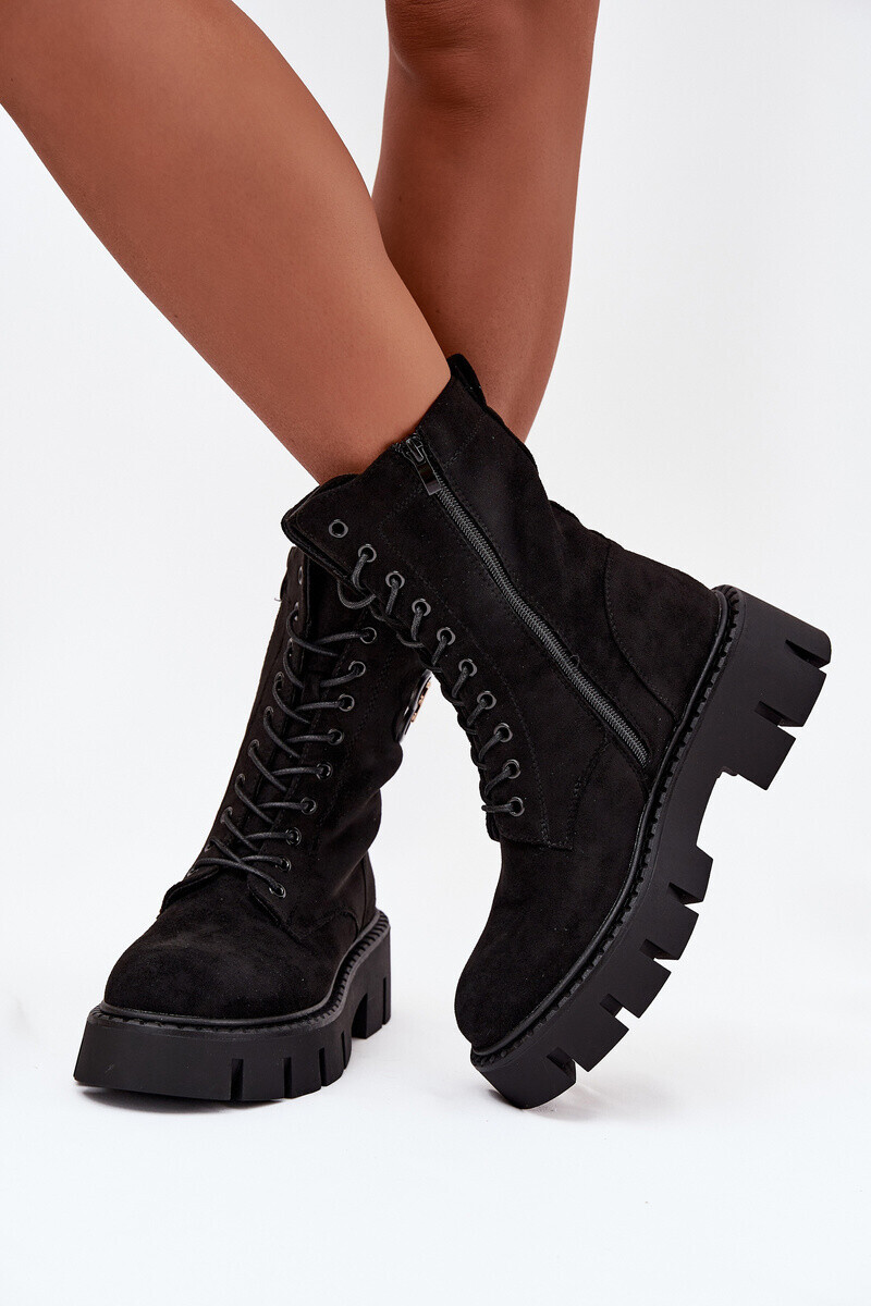 Boto Zateplené pracovné čižmy pre ženy s ozdobou čierne Melisse