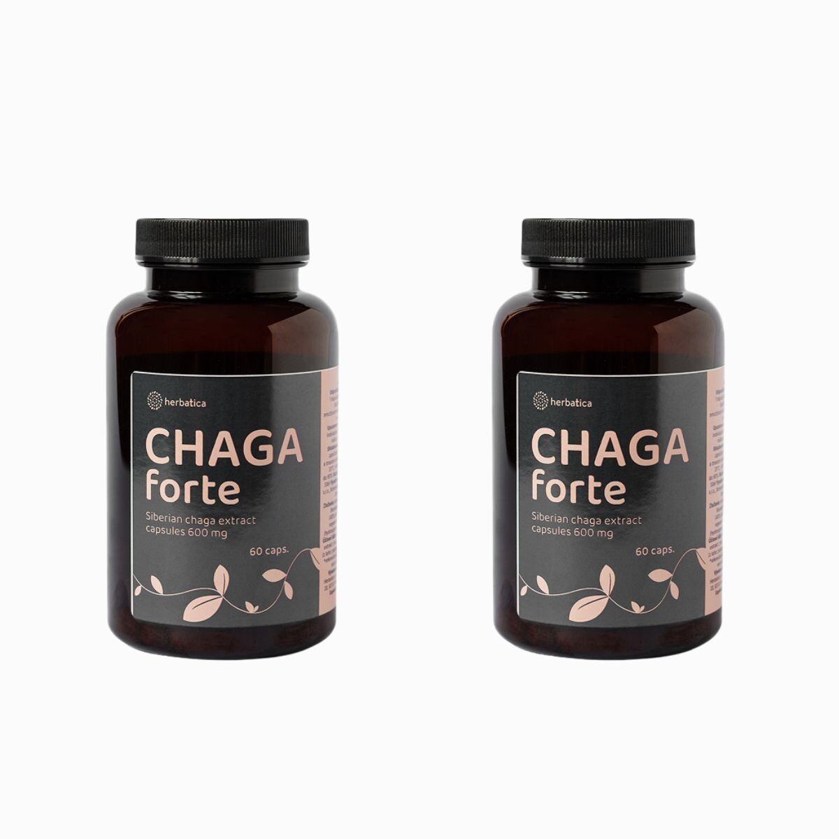 Zvýhodnený set: 2 x Čaga sibírska FORTE - 60 vegánskych kapsúl (600mg/ kapsula) - Herbatica