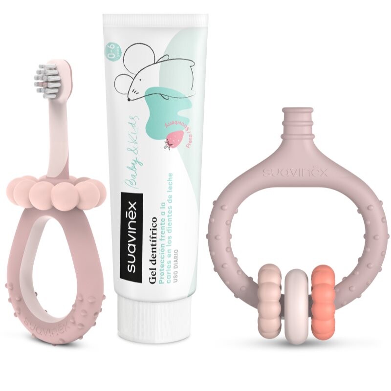 Suavinex Baby & Kids My First Dental Care Set darčeková sada pre bábätká a deti Pink