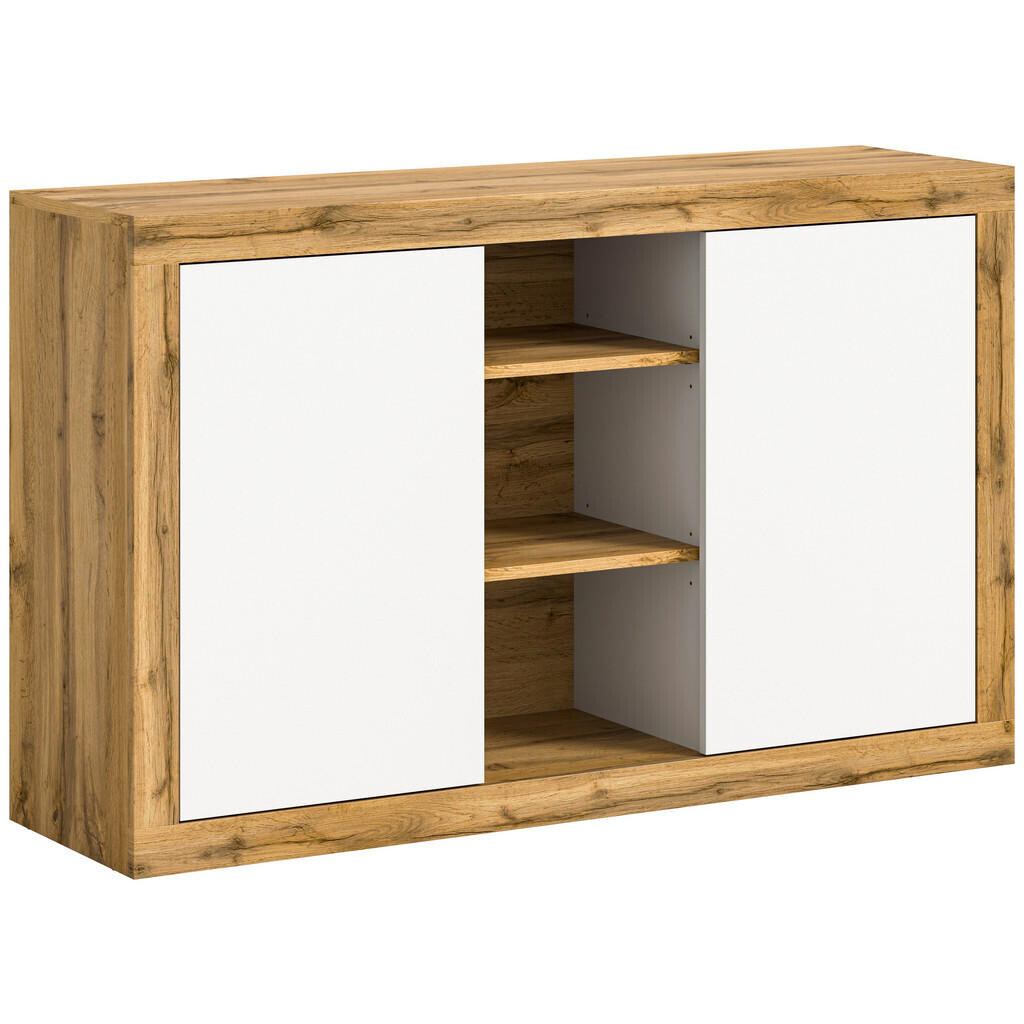 MID.YOU ŠIROKÁ KOMODA, biela, dub wotan, 80/130/37 cm