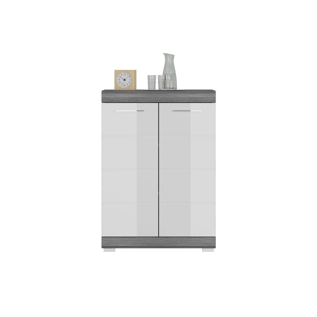 MID.YOU KOMODA, sivá, biela s vysokým leskom, 60/85/37 cm