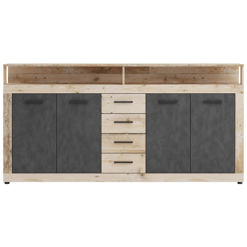 MID.YOU ŠIROKÁ KOMODA, antracitová, farba duba, 190/96/32 cm