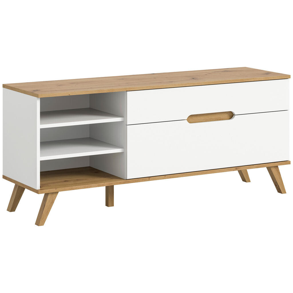 MID.YOU NÍZKA KOMODA, biela, farba duba, 140/60/40 cm