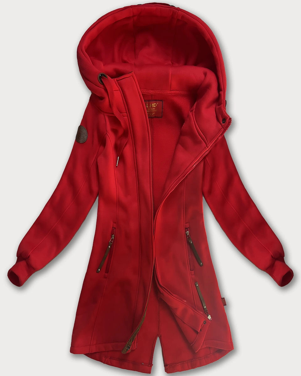 Červená dlhá dámska mikina s kapucňou (AMG-675/2) odstíny červené S (36)