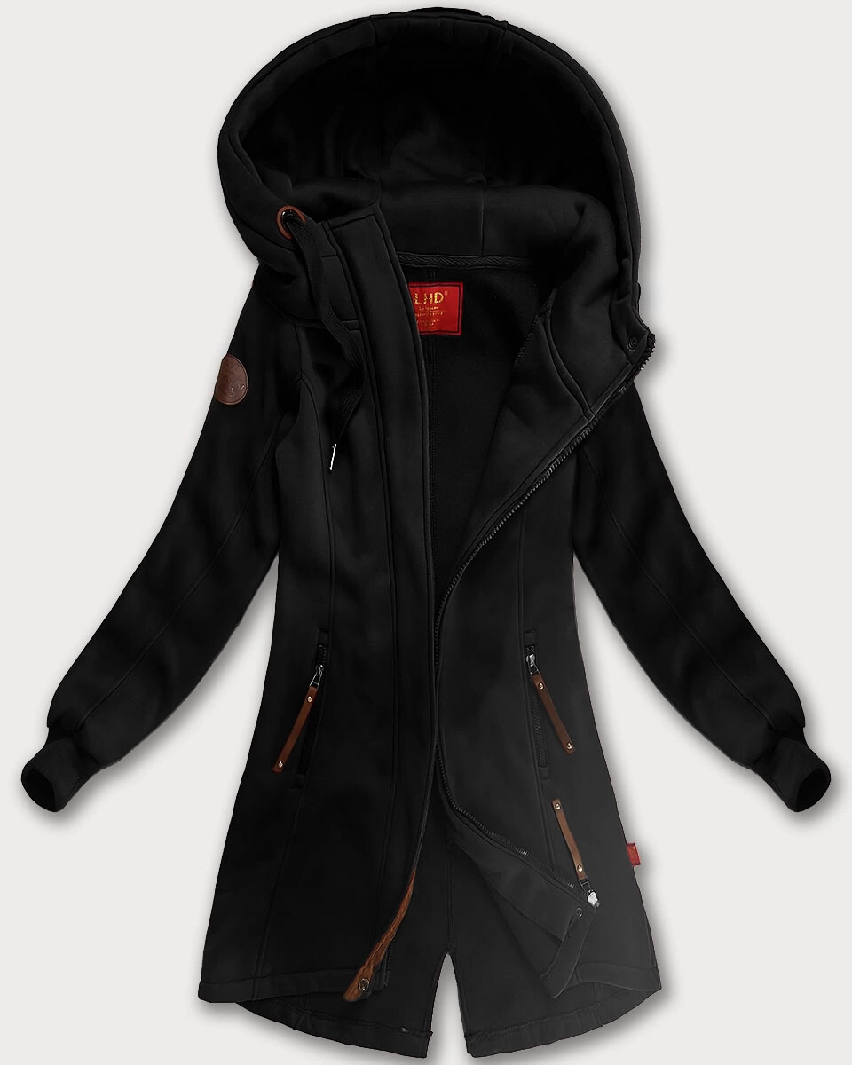 Čierna dámska dlhá mikina s kapucňou (AMG-675/2) odstíny černé S (36)