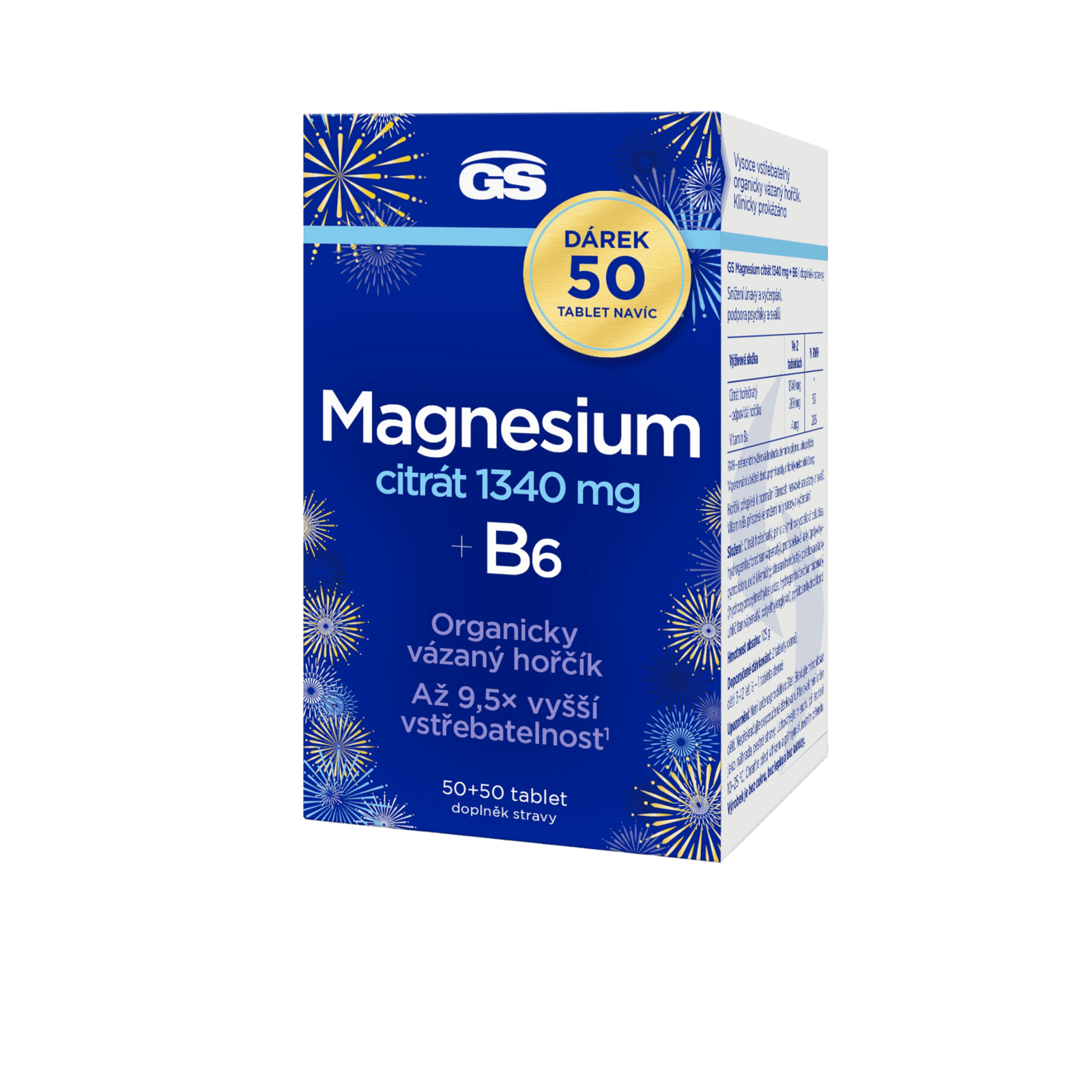 GS Magnesium citrát 1340 mg + B6 100 tabliet