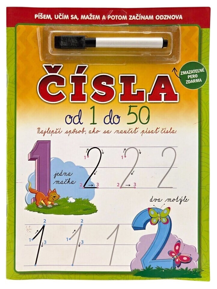 Čísla od 1 do 50 ako sa naučiť písať čísla