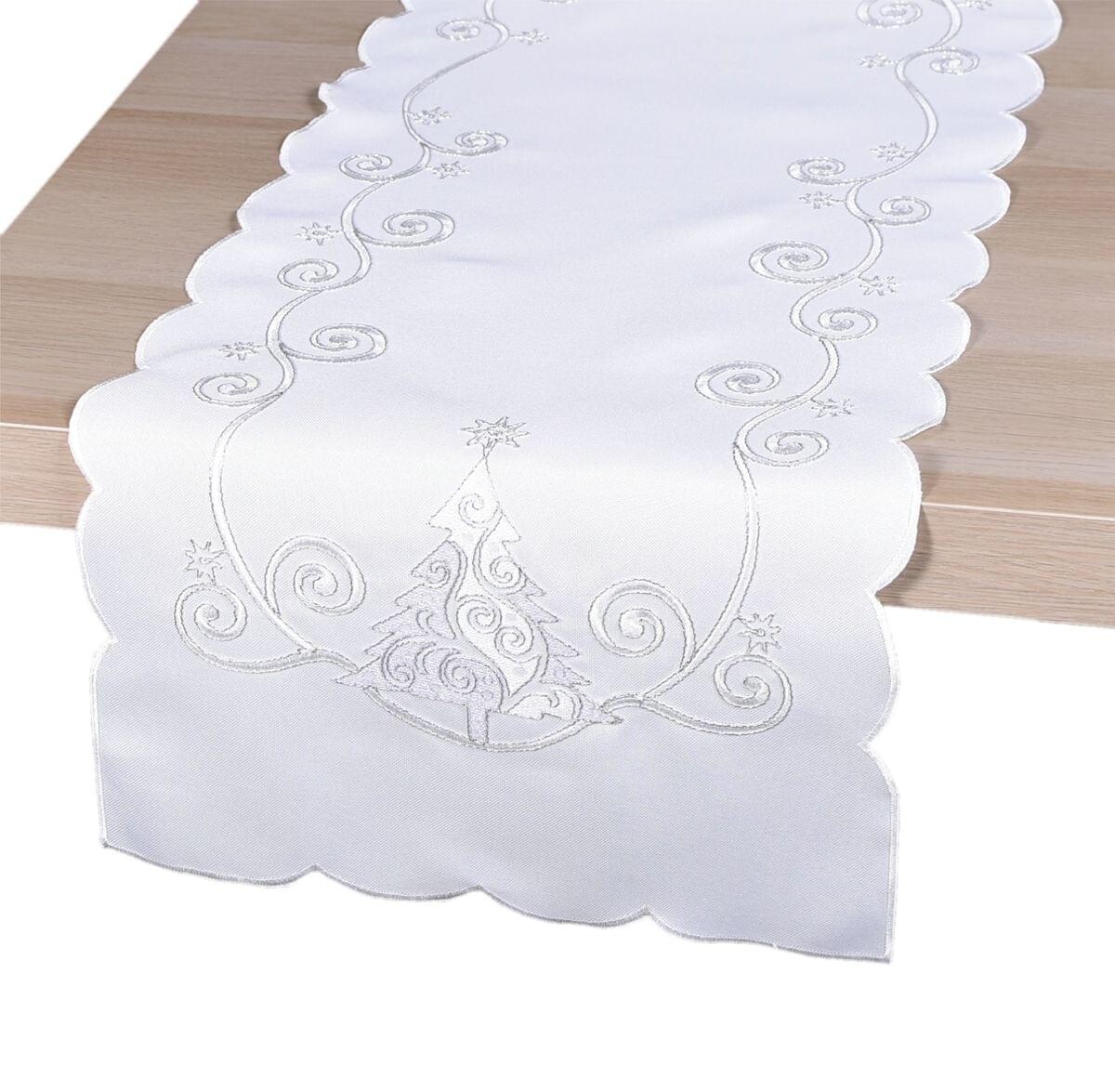 Obrus Vianoční, stromček, biely