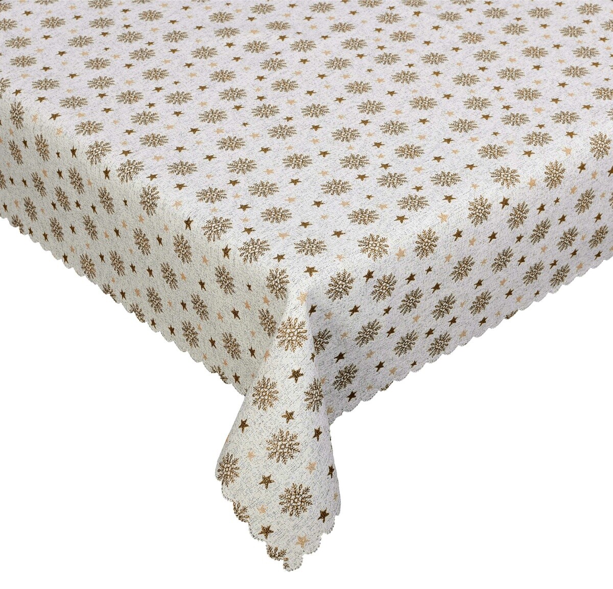Obrus gobelinový vianočný, Vločky a hviezdičky, zlatý