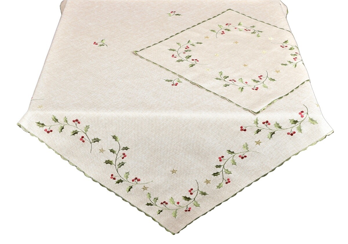 Obrus Vianočný, Kráľovská cesmína, béžový