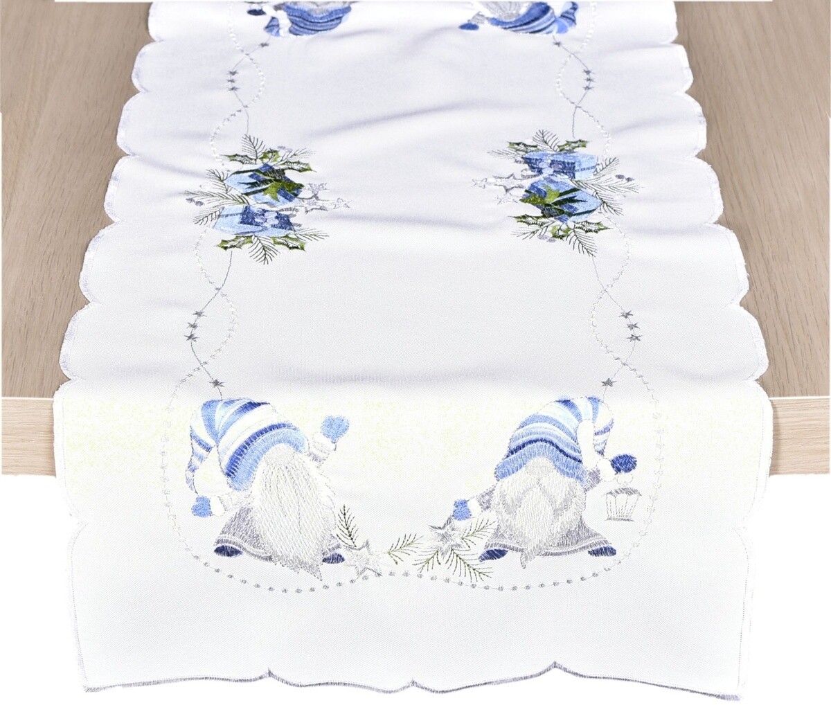 Obrus Vianočný, Trpaslíci modrostrieborní, biely