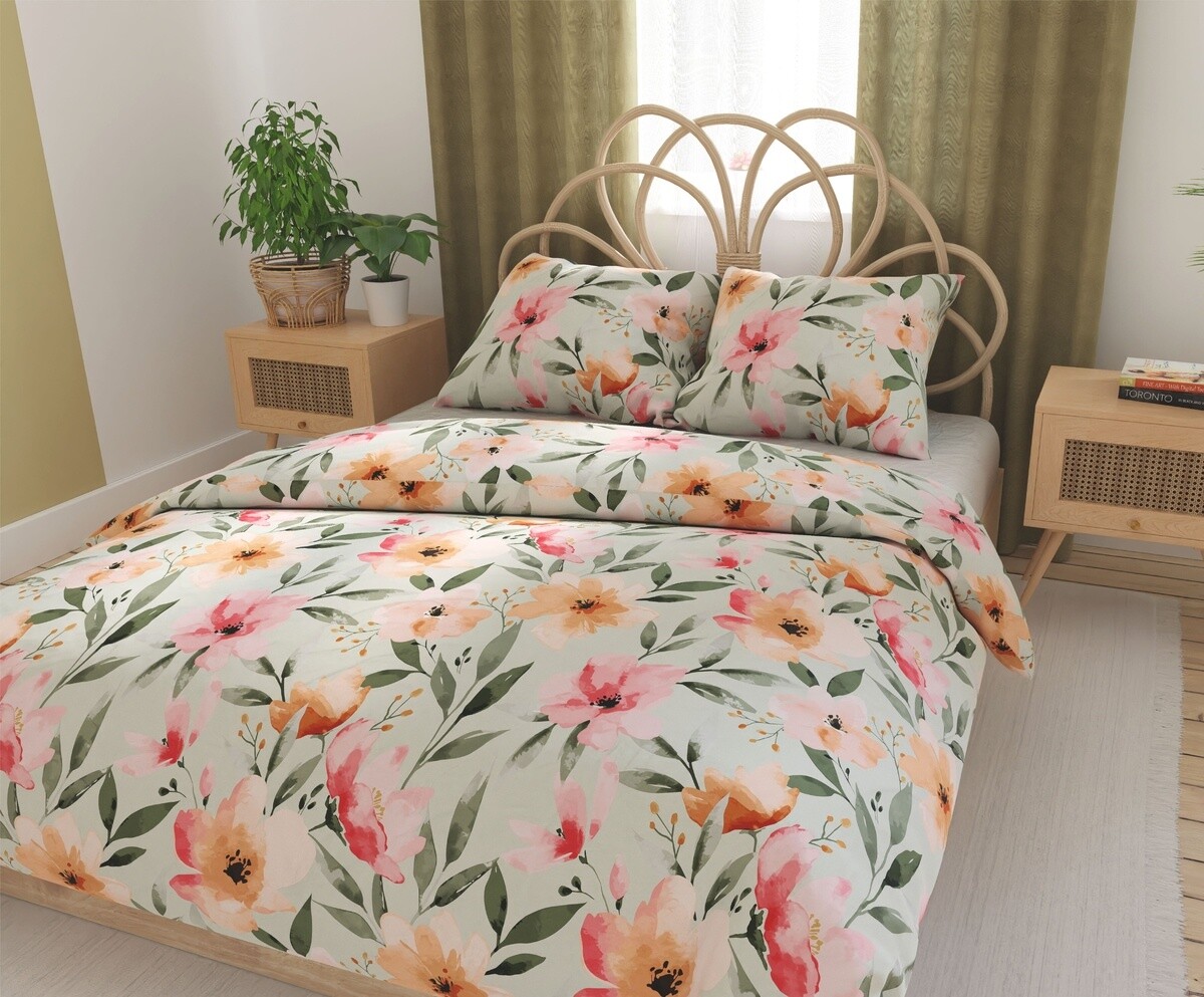 Obliečky bavlnený satén, Floralis, 1 ks 140 x 200/ 1 ks 70 x 90 cm