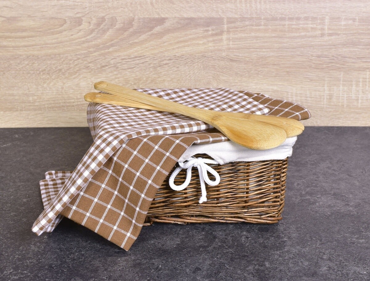 Utierka bavlnená, Káro hnedé, set 2 ks