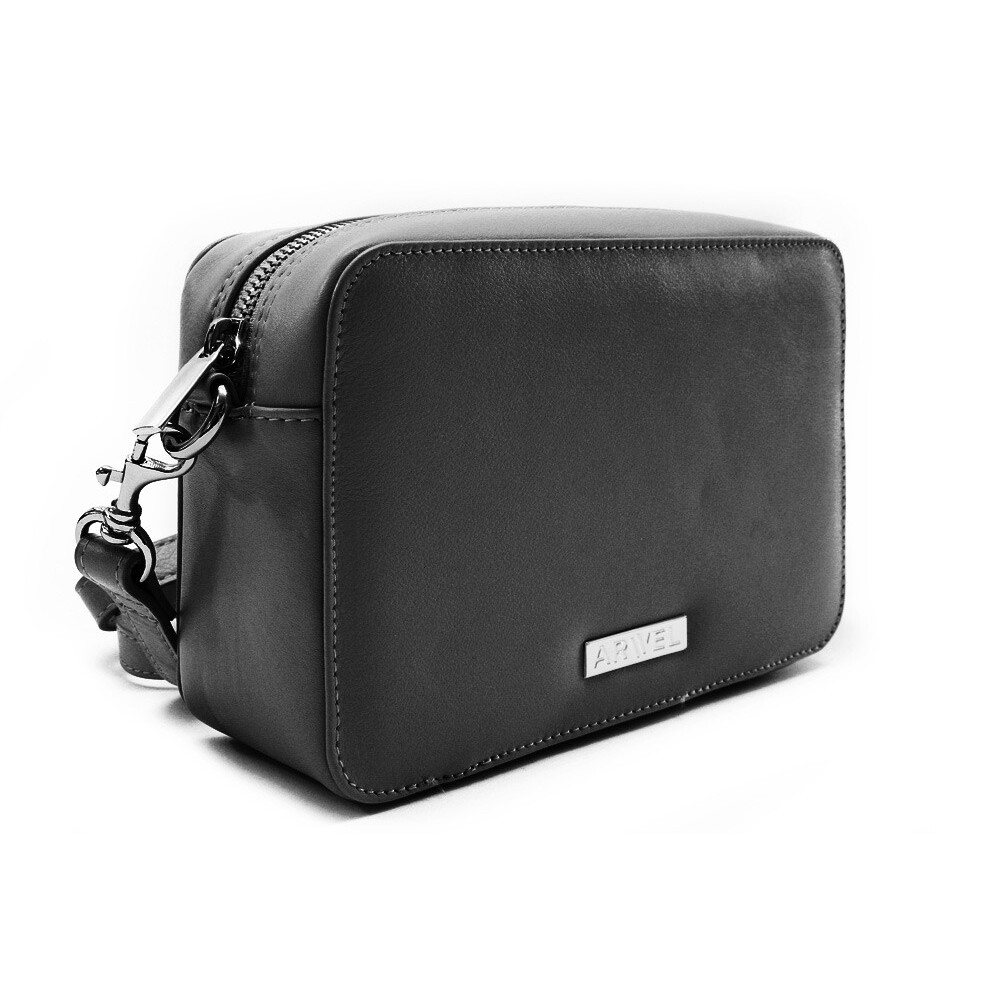 Kožená zipsová kabelka Arwel 2513 - čierna