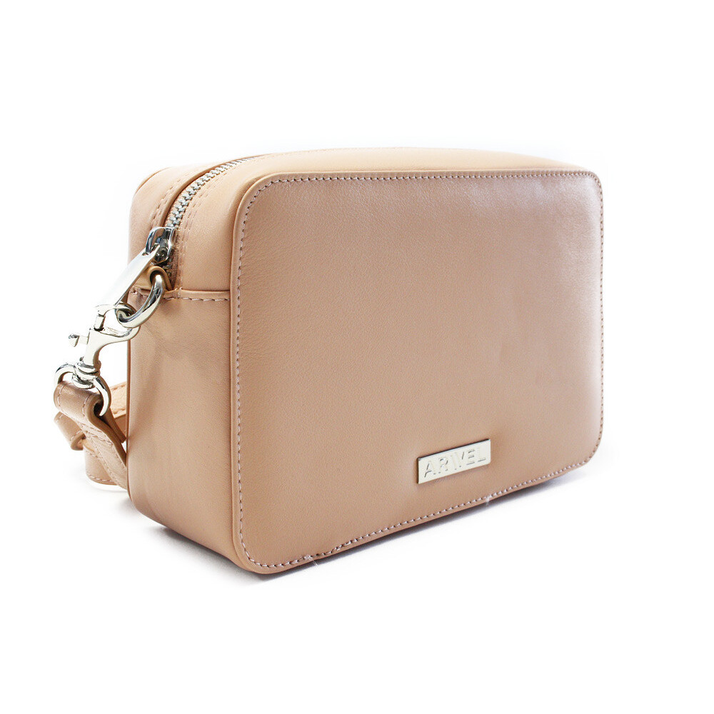Kožená zipsová kabelka Arwel 2513 - béžová