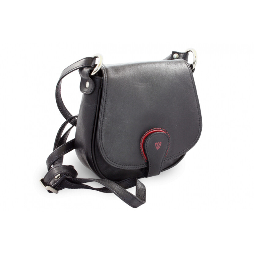 Kožená klopnová kabelka Arwel 5711 - čierna-červená