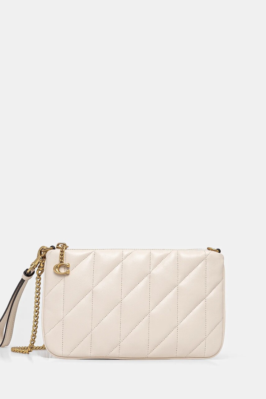 Kožená listová kabelka Coach béžová farba, CW580