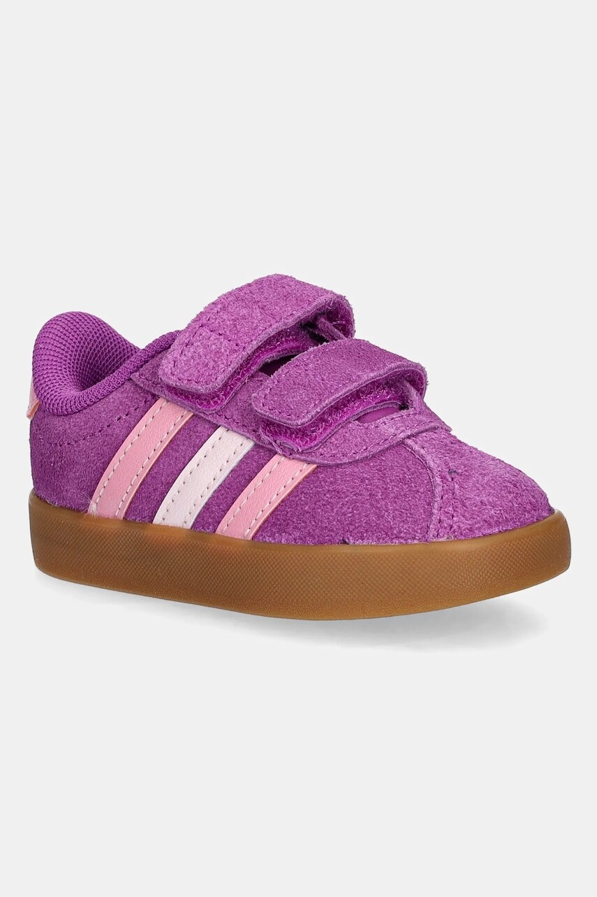 Detské semišové tenisky adidas VL COURT 3.0 ružová farba, JH6309